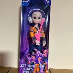 Fashion Happy Doll with Pink Guitar and Headphones